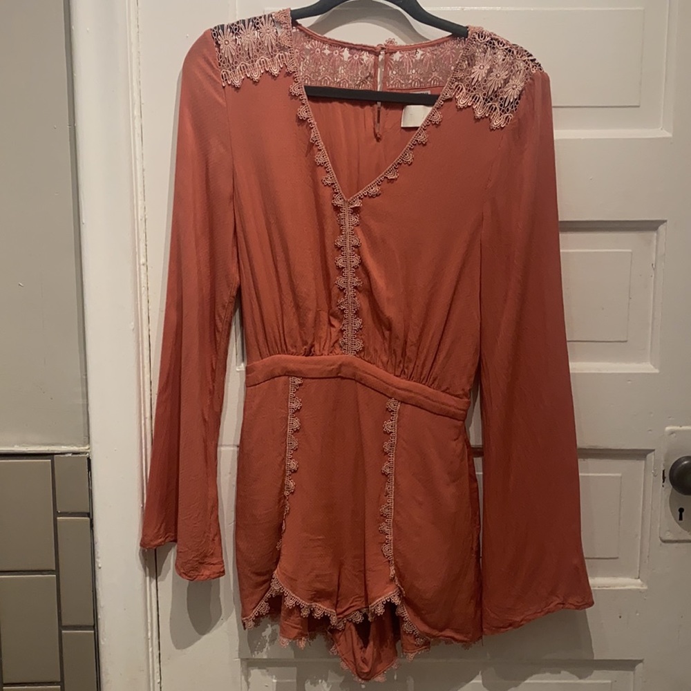 boho muted coral romper - Picture 5 of 10